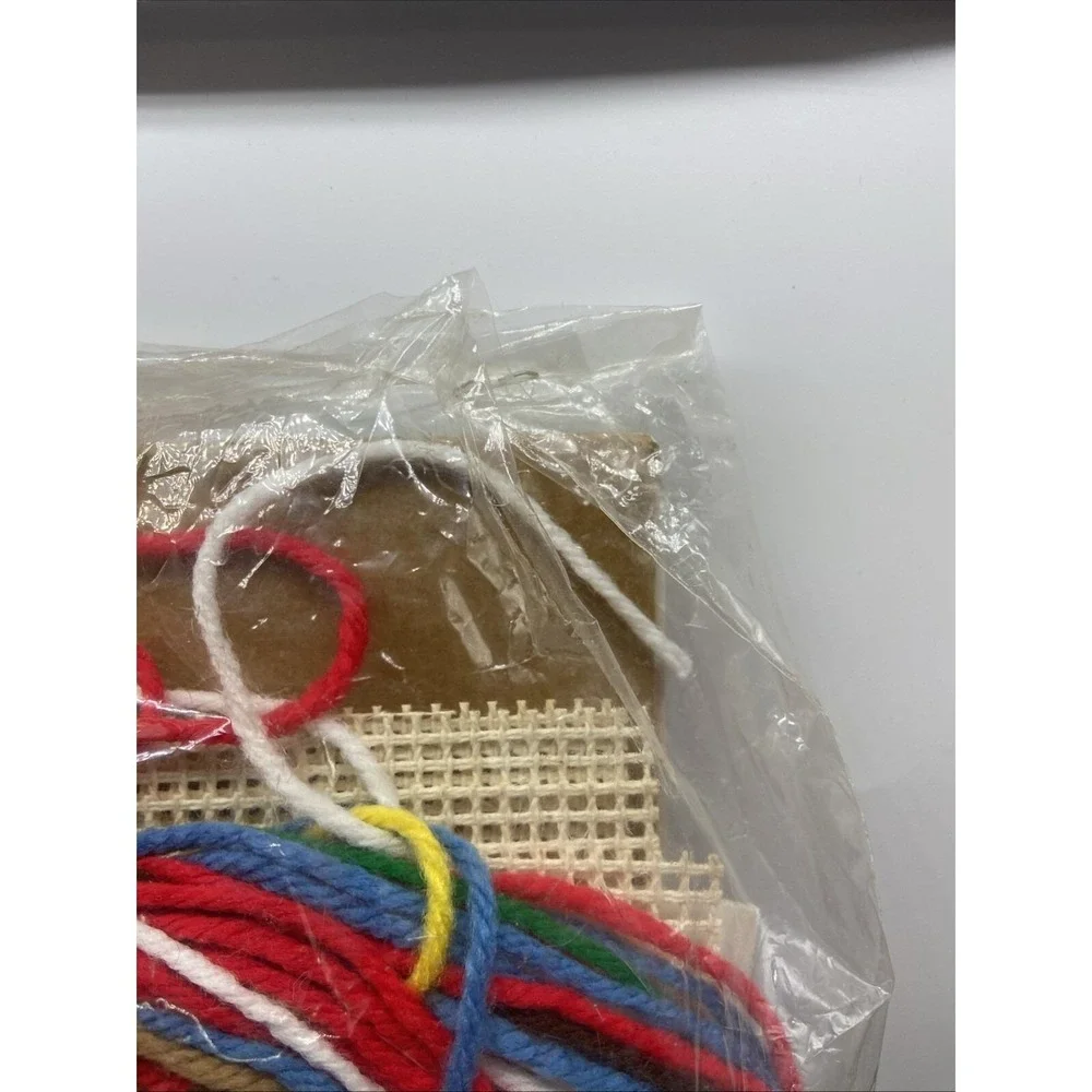Vintage National Yarn Crafts 3D Needlry Christmas Stocking Kit Bear Candy Cane